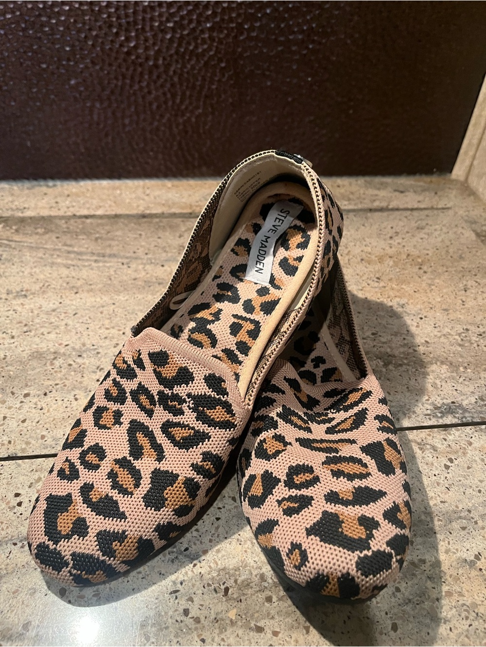 Steve Madden Sabin Leopard Print Knit Loafers Womens Size 8.5 Slip On Flats